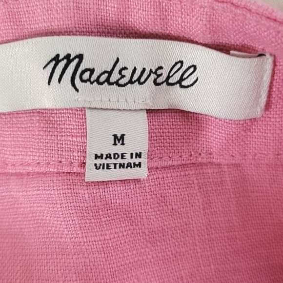 Madewell Womens Pink Oversized Boxy 100% Linen Square Back Crew Neck Top - Picture 5 of 7